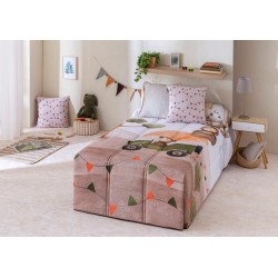 Edredon Estampado Infantil Kenia Con Reverso Sherpa Para Cama De