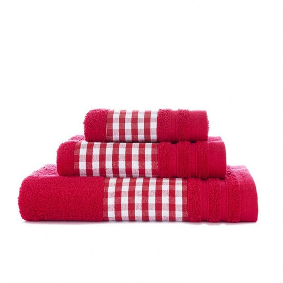 JUEGO 3 TOALLAS VICHY ROJO
