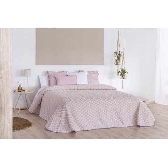 COLCHA JACQUARD CAÑOS ROSA