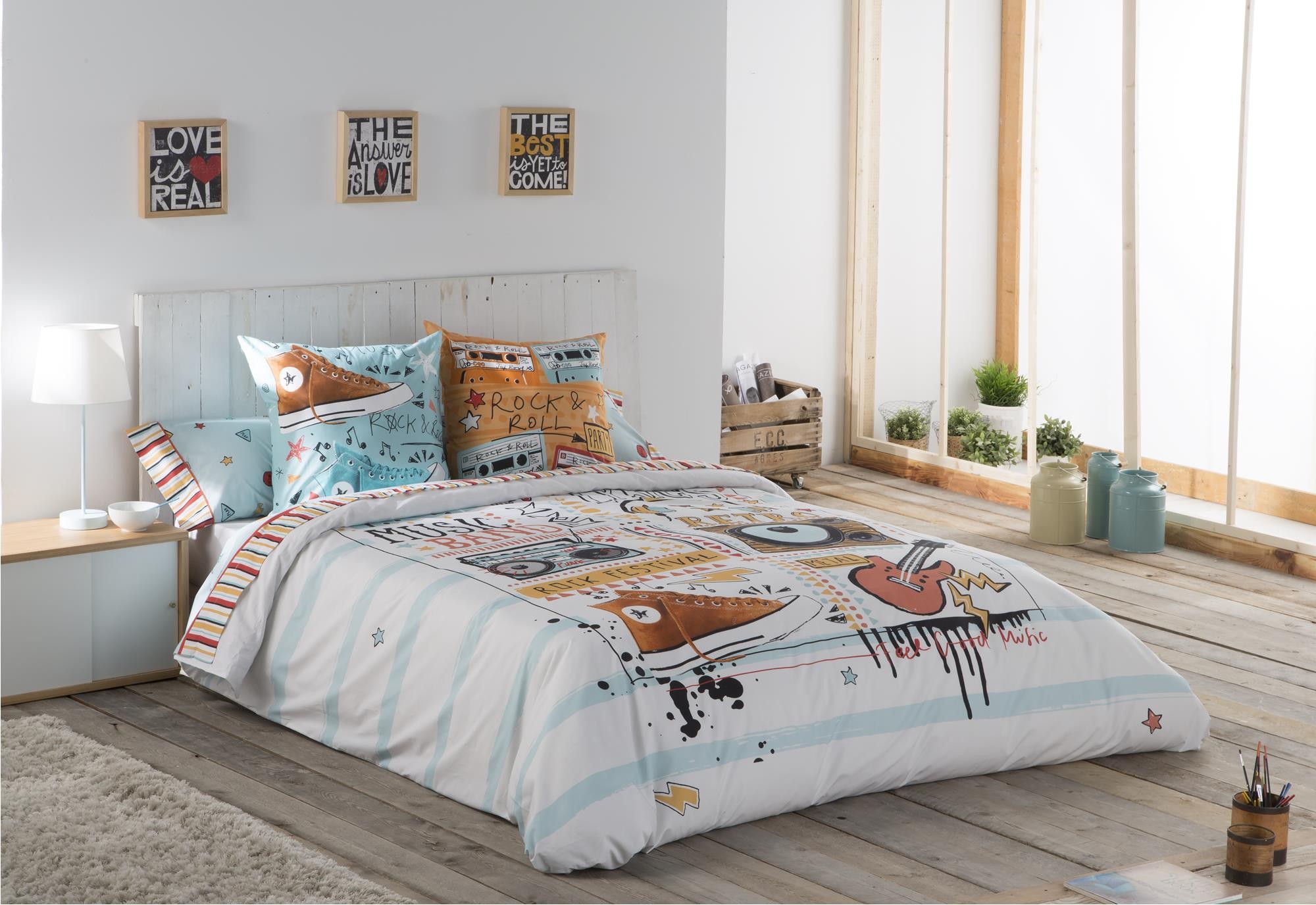 Juegos de fundas para edredón Funda nórdica Boho con Cremallera 135x200 + 50x75 cm x 1, Gris Juego de Cama Reversible con Rayas geométricas WARMDERN Juego de Funda nórdica de algodón