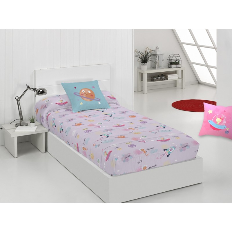 Edredón ajustable niñas y castillos Fantasay para cama 80, 90 o 105 cm