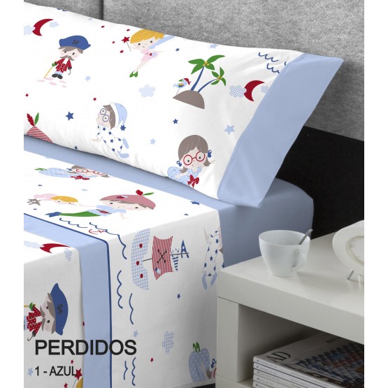 JUEGO DE SABANAS PERDIDOS AZUL