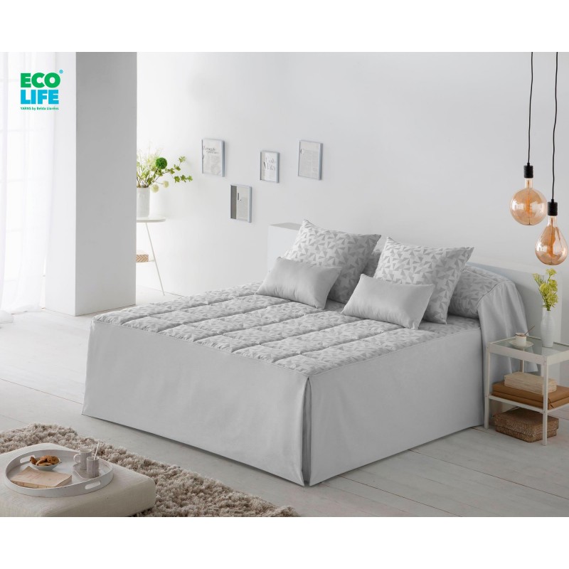 Colcha Edredón acolchada jacquard gris cama 150 (150x225+50 cm) UTIEL, Maisons du Monde