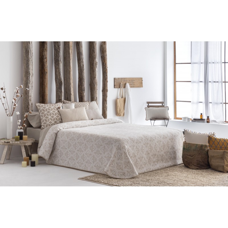 Colcha jacquard beige